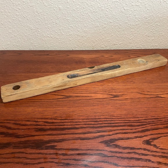 Antique Wood Level Rustic Farmhouse Tool Decor Vintage Carpentry Bubble Level - Picture 13 of 16
